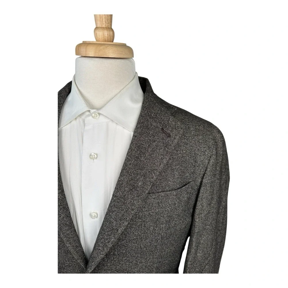 Tombolini Brown Woven Wool Cotton Blend Blazer Mens 40R NS08 I764 U290